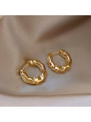 1pc Metallic Circle Shaped Earring, Gold Color