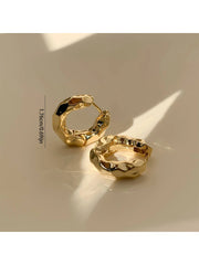 1pc Metallic Circle Shaped Earring, Gold Color
