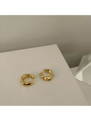 1pc Metallic Circle Shaped Earring, Gold Color