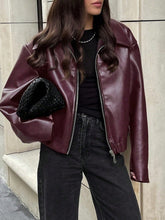 Solid Color Fashionable Loose Matte Leather Jacket