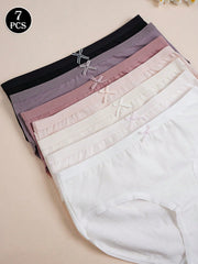7pcs/Set Solid Color Bowknot Briefs
