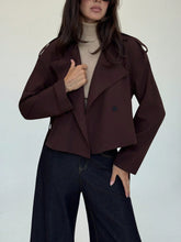 Solid Color Short Lapel Collar Trench Coat
