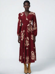 Long Sleeve Women's Dress With Floral Print