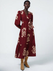 Long Sleeve Women's Dress With Floral Print