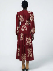 Long Sleeve Women's Dress With Floral Print