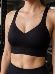 Simple Comfortable Sports Bras For Women, Wire-Free Solid Color Underwire Bras - Removable Padding