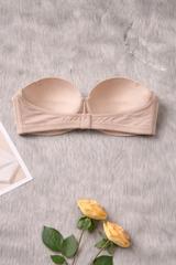 Casual Plain Medium Stretch Strapless Bras With Padded Cups And Backless Design For Everyday Wear