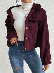 Solid Color Front Button Casual Long Sleeve Jacket