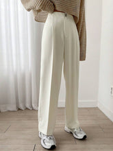 1pc Women Casual Solid Color Straight Leg Zipper Stretch Pants