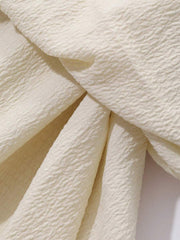 2pcs Set: Solid Puff Sleeve Crew Neck Top And High Waist Fish Tail Skirt