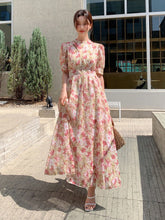 Allover Floral Print Puff Sleeve Dress