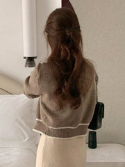 Contrast Trim Button Through Cardigan