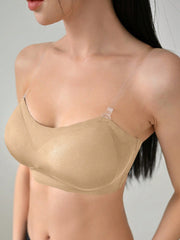 Removable Transparent Strap Strapless Wireless Bra - Removable Padding