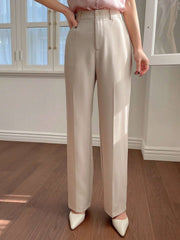 Solid Color Casual Straight-Leg Trousers