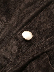 Solid Color Square Neck Button Front Mid-Length Dress