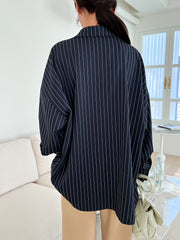 Vertical Striped Drop Shoulder Oversized Shirt