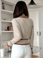 Contrast Button Up Cardigan