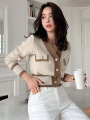 Contrast Button Up Cardigan