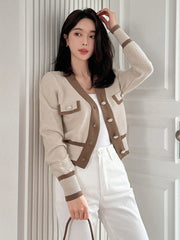 Contrast Button Up Cardigan