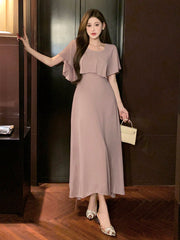 Shein DAZY Women's Elegant Solid Color Long Dress