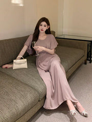 Shein DAZY Women's Elegant Solid Color Long Dress