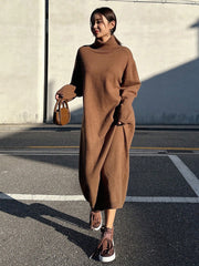 High Neck Drop Shoulder Sweater Dress
