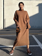 High Neck Drop Shoulder Sweater Dress