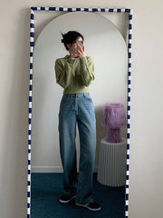 Women's Solid Color Cable Knit Cropped Sweater, Autumn