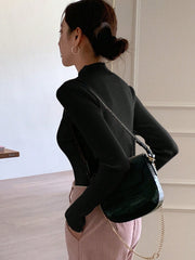 Women's Stand Collar Long Sleeve Sweater Pullover