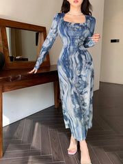 Women's Tie-Dye Wrap Midi Dress