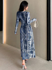 Women's Tie-Dye Wrap Midi Dress