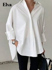 Long Sleeve Baggy Office Outfits For Women Work Tops
