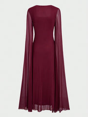 Cape Sleeve Palace Style Bodycon Dress