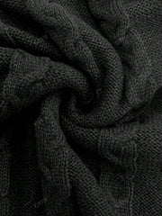 Elegant Ladies' Simple Port Style Turtleneck Cable Knit Midi Sweater Dress