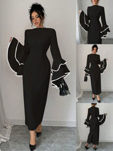 Women's Stand Collar Flared Sleeve Elegant Long Dress