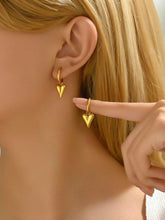 European And American Style Fashionable Heart Shaped Glossy Pendant Stainless Steel Hoop Earrings