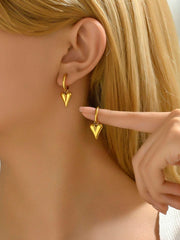 European And American Style Fashionable Heart Shaped Glossy Pendant Stainless Steel Hoop Earrings