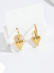 European And American Style Fashionable Heart Shaped Glossy Pendant Stainless Steel Hoop Earrings