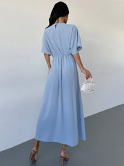 Women's Summer New Arrival Elegant Simple Blue A-Line Long Dress