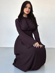 Elegant Solid Color Pullover Short Sleeve Minimalist Loose Fit Dress