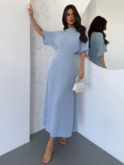 Women's Summer New Arrival Elegant Simple Blue A-Line Long Dress