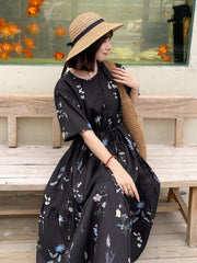 Women's Floral Print Round Neck Short Sleeve Casual Dress