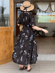 Women's Floral Print Round Neck Short Sleeve Casual Dress