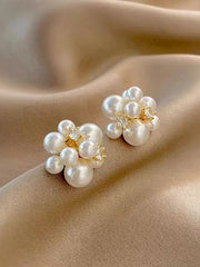 Faux Pearl Decor Stud Earrings