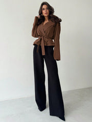 Three-Dimensional Pocket Belt Women's Thin Windbreaker Jacket