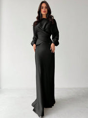 Elegant 2 pc Satin Asymmetrical Hem Skirt & Top set