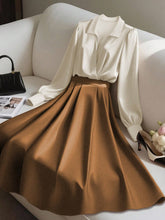 2pcs Elegant Shiny Fabric Top And Pleated Midi Skirt Set