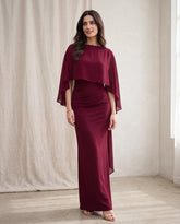 Cape Sleeve Fitted Elegant Dress