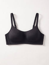 Comfortable Black Casual Stripe Wireless Soft Cup Solid Bralette