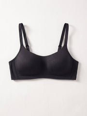 Comfortable Black Casual Stripe Wireless Soft Cup Solid Bralette